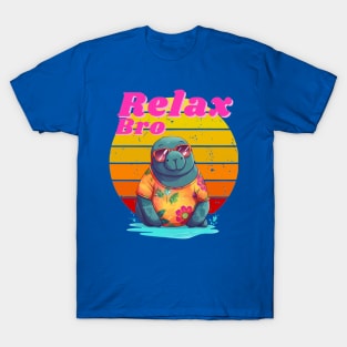 manatee hawaiian retro - relax bro T-Shirt